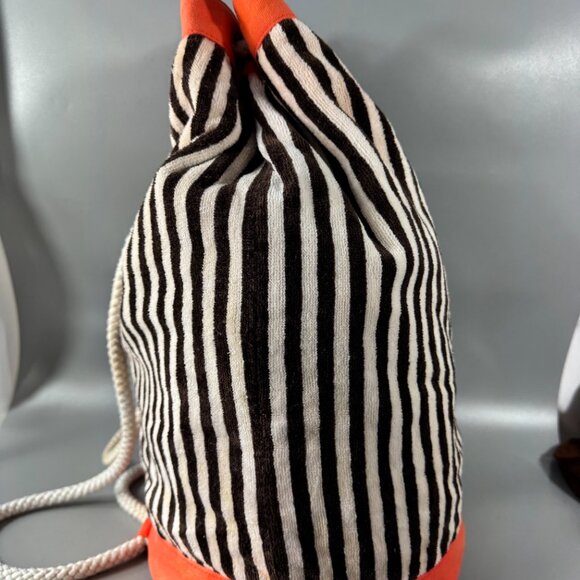 Henri Bender Terry Beach Backpack Brown Orange Stripes Waterproof Lined main image 2